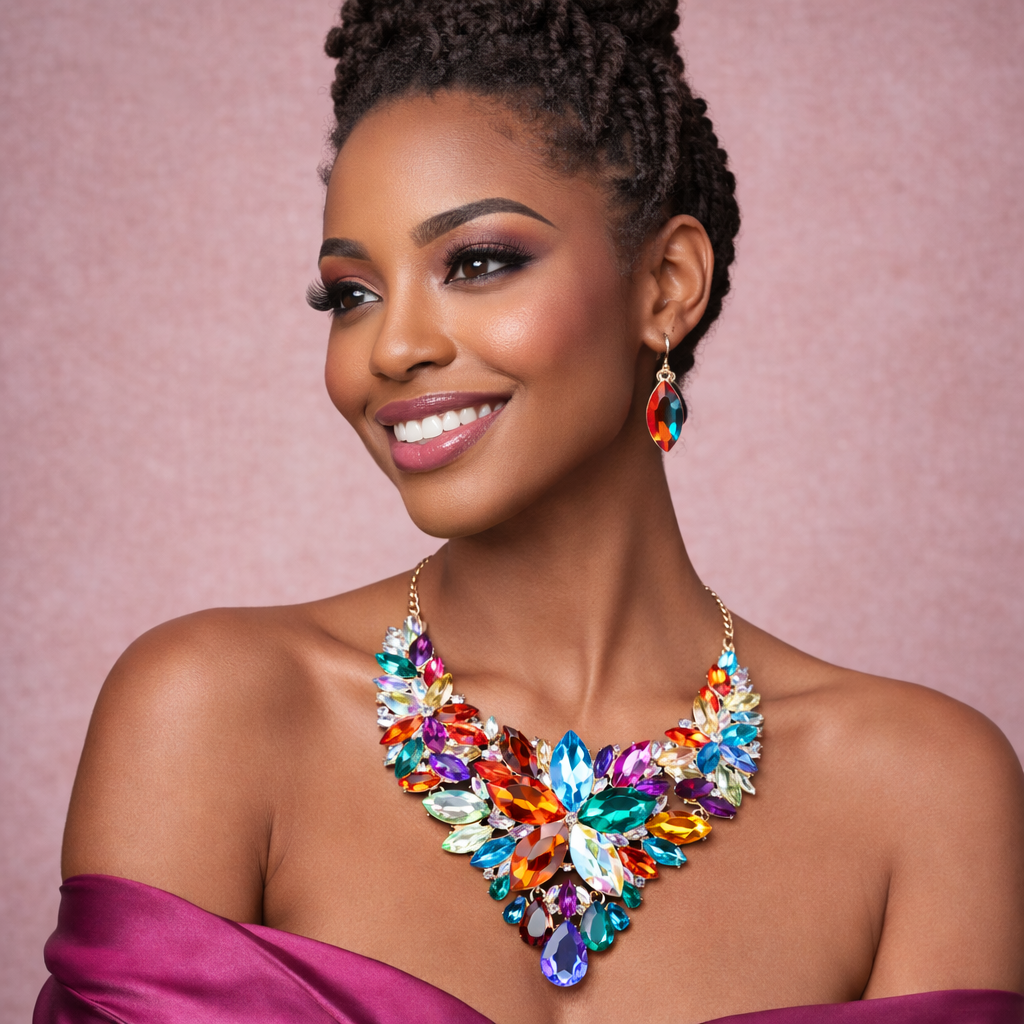 Rainbow Crystal Statement Set